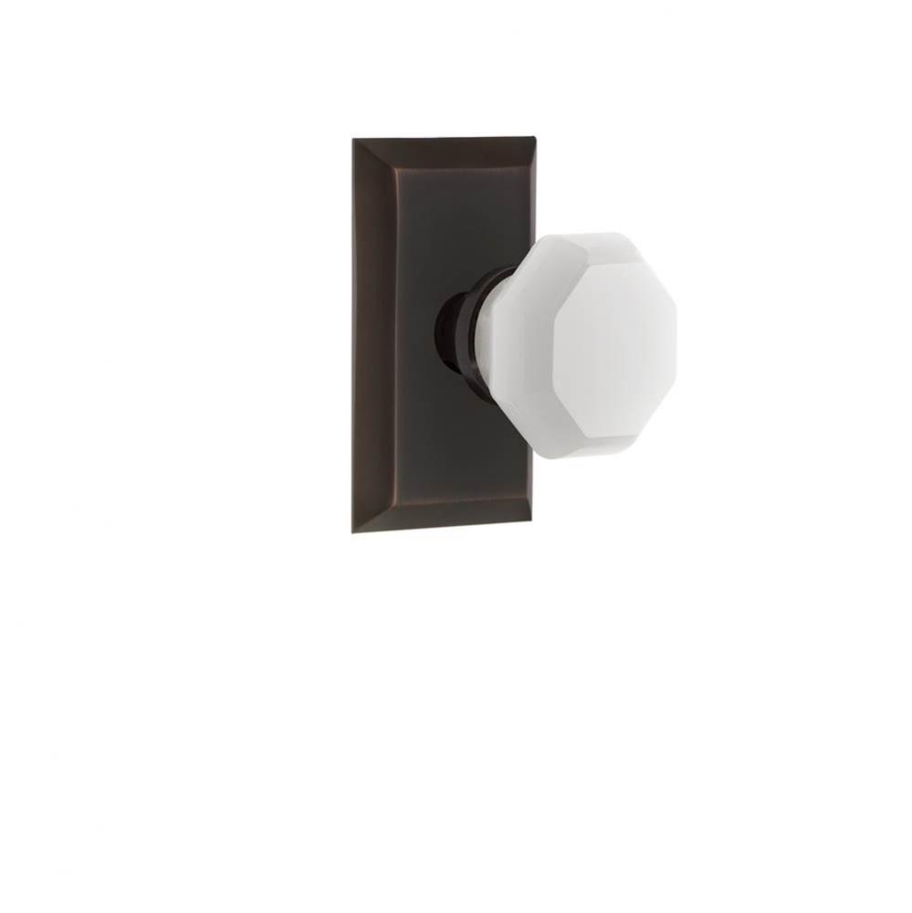 Nostalgic Warehouse Studio Plate Passage Waldorf White Milk Glass Knob in Timeless Bronze