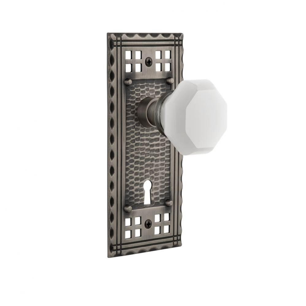 Nostalgic Warehouse Craftsman Plate with Keyhole Passage Waldorf White Milk Glass Knob in Antique