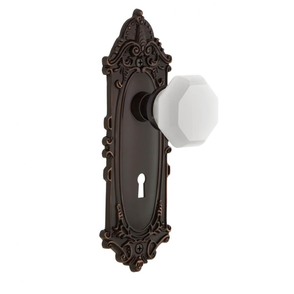 Nostalgic Warehouse Victorian Plate with Keyhole Passage Waldorf White Milk Glass Knob in Timeless