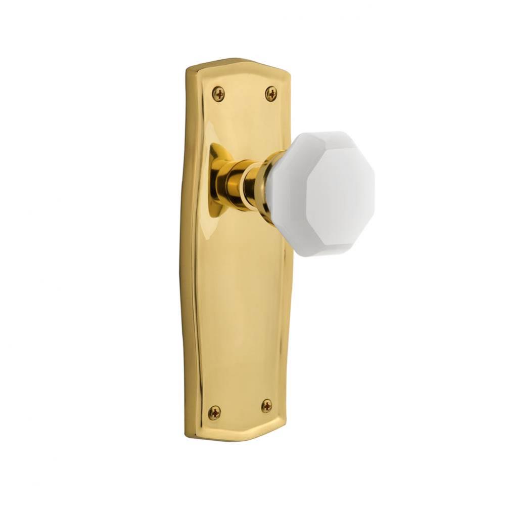 Nostalgic Warehouse Prairie Plate Single Dummy Waldorf White Milk Glass Knob in Unlacquered Brass