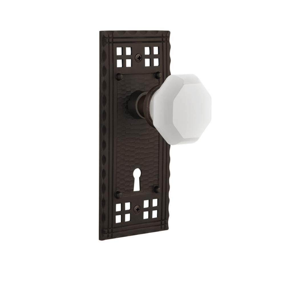 Nostalgic Warehouse Craftsman Plate with Keyhole Double Dummy Waldorf White Milk Glass Knob in Oil