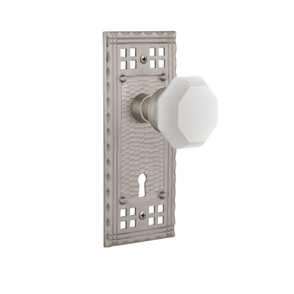 Nostalgic Warehouse Craftsman Plate with Keyhole Double Dummy Waldorf White Milk Glass Knob in Sat