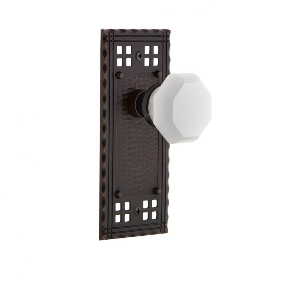 Nostalgic Warehouse Craftsman Plate Privacy Waldorf White Milk Glass Knob in Timeless Bronze