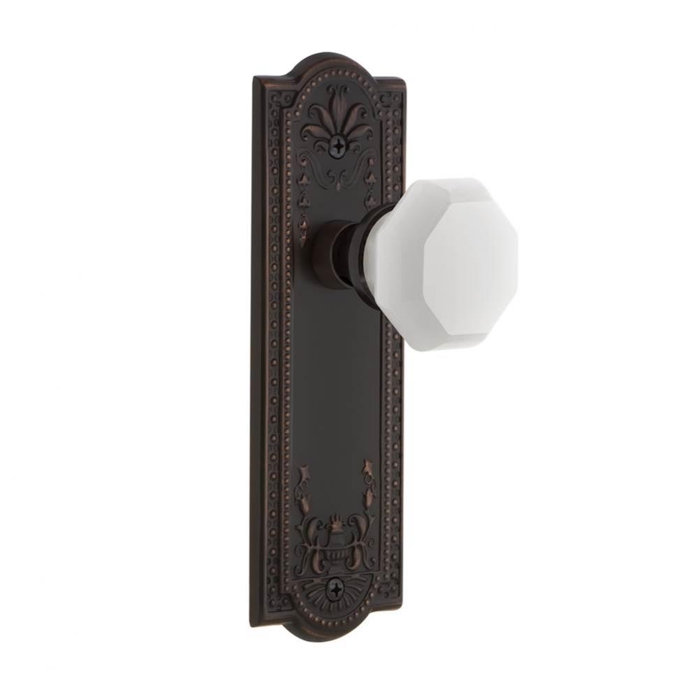 Nostalgic Warehouse Meadows Plate Privacy Waldorf White Milk Glass Knob in Timeless Bronze