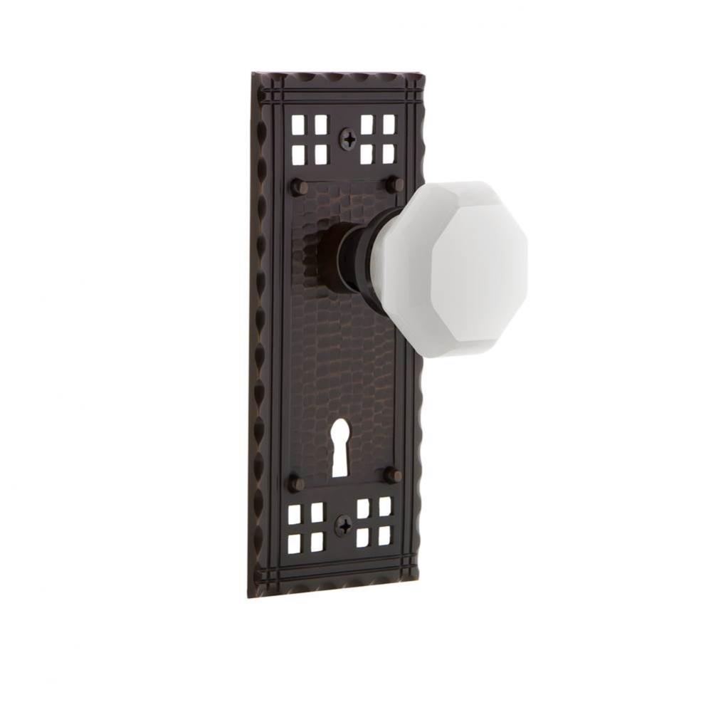 Nostalgic Warehouse Craftsman Plate Interior Mortise Waldorf White Milk Glass Knob in Timeless Bro