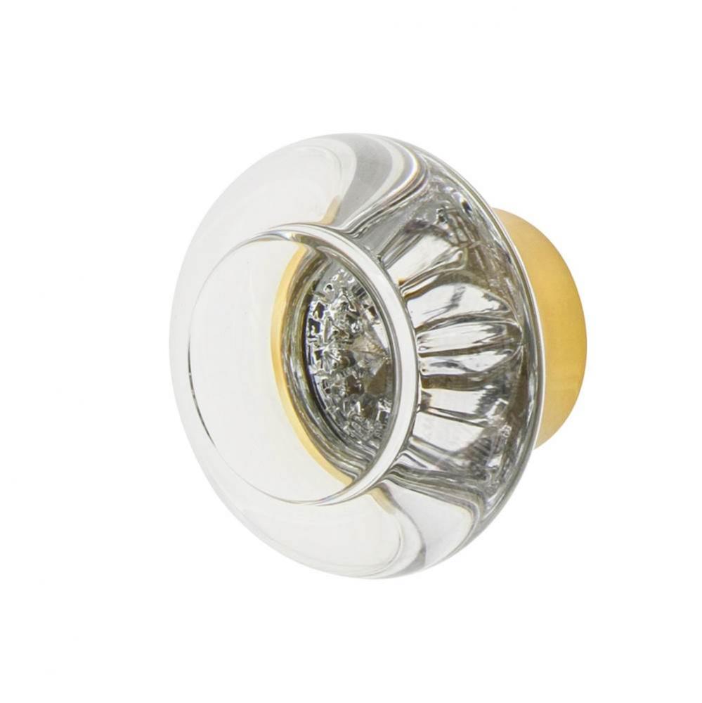 Nostalgic Warehouse Round Clear Crystal 1 3/8'' Cabinet Knob in Unlacquered Brass