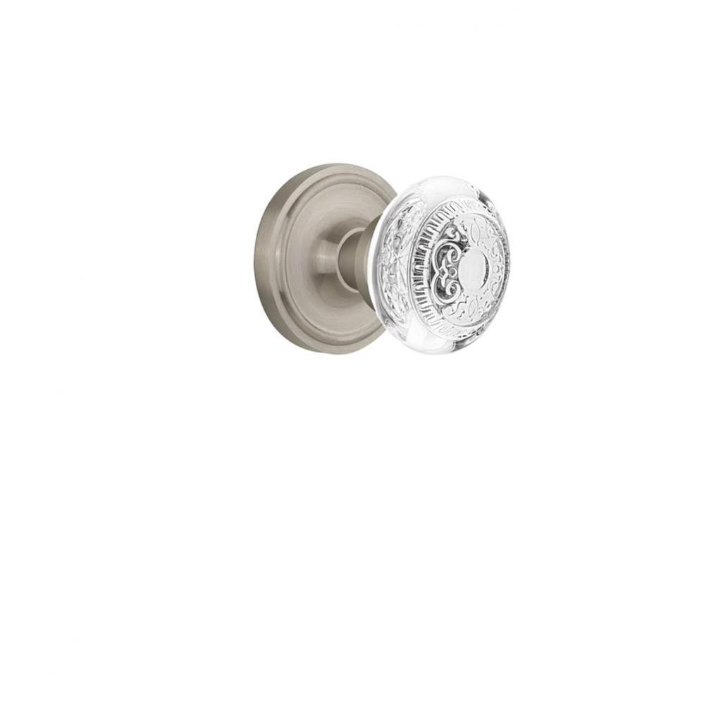 Nostalgic Warehouse Classic Rosette Passage Crystal Egg & Dart Knob in Satin Nickel