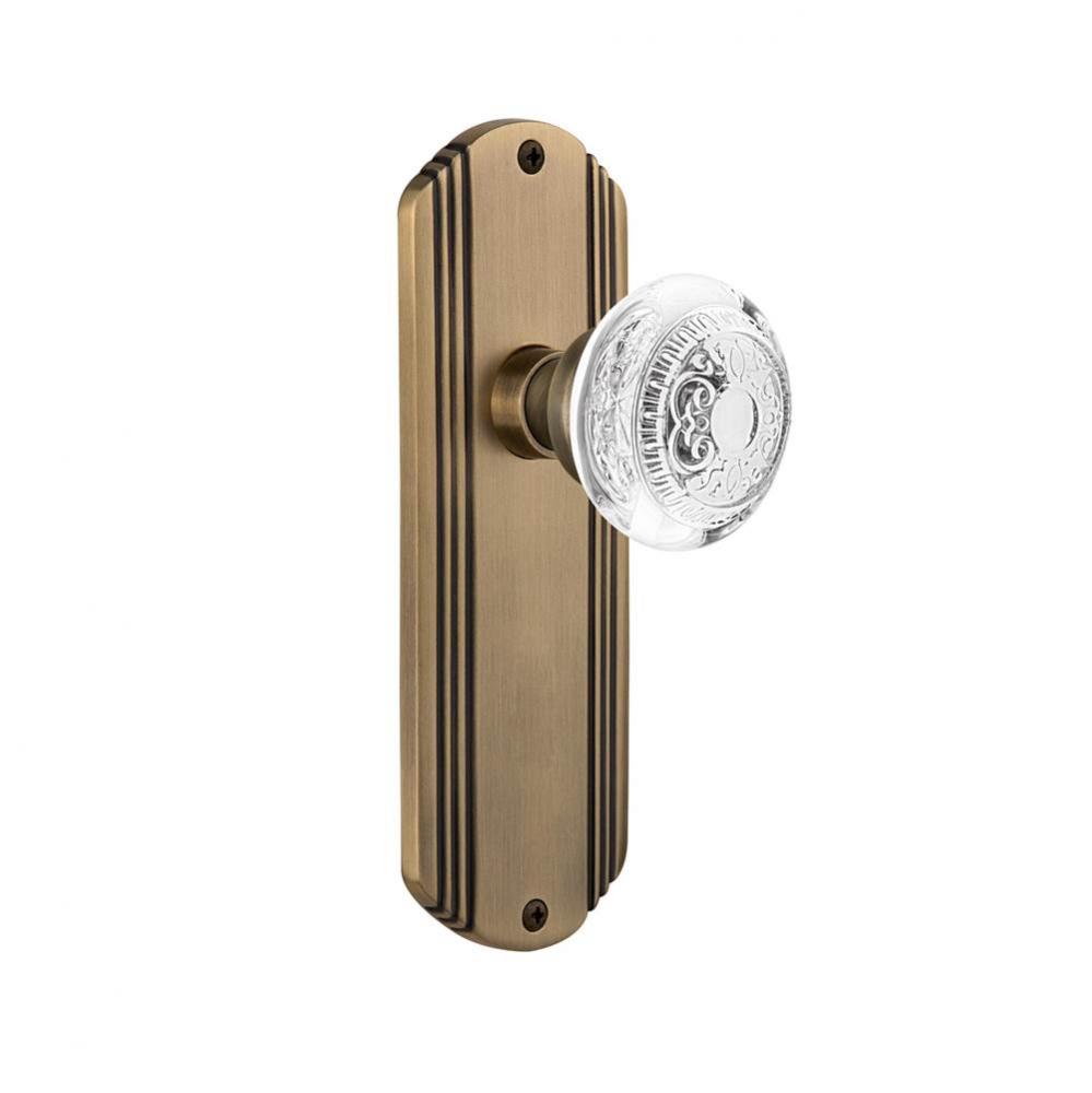 Nostalgic Warehouse Deco Plate Passage Crystal Egg & Dart Knob in Antique Brass