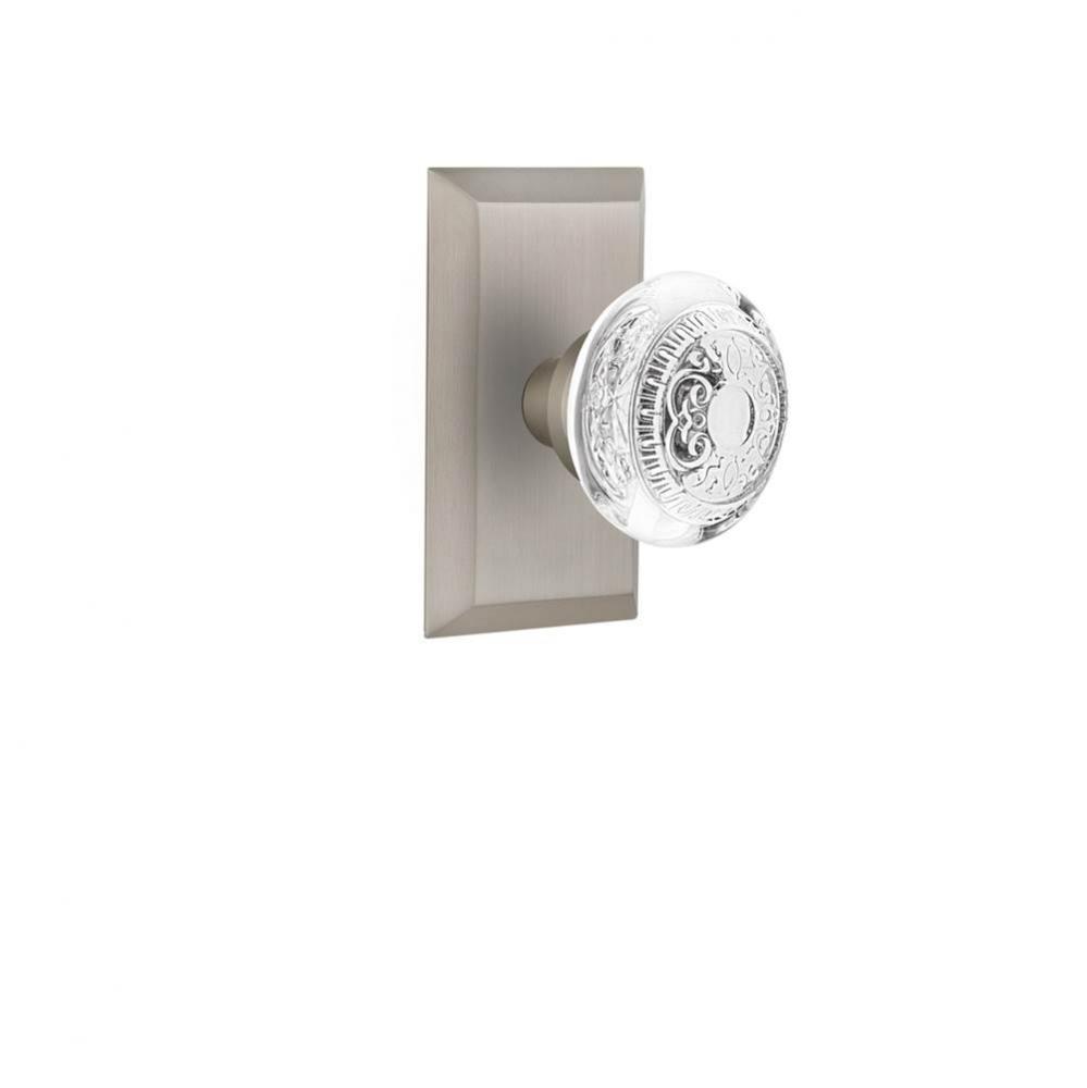 Nostalgic Warehouse Studio Plate Passage Crystal Egg & Dart Knob in Satin Nickel