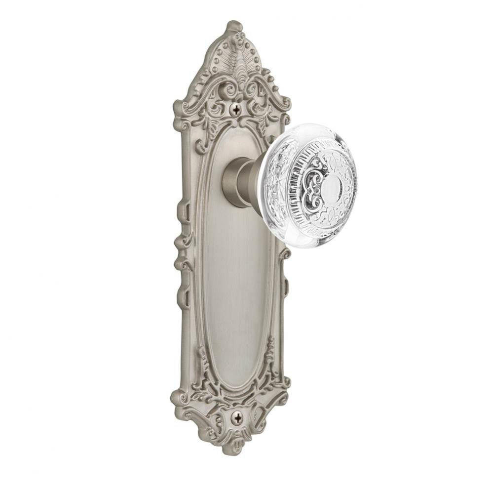 Nostalgic Warehouse Victorian Plate Passage Crystal Egg & Dart Knob in Satin Nickel