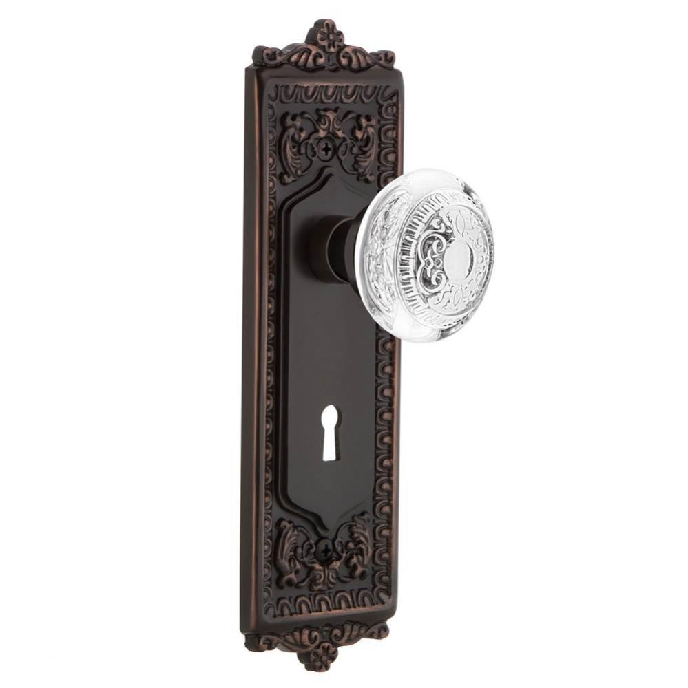 Nostalgic Warehouse Egg & Dart Plate Passage with Keyhole Crystal Egg & Dart Knob in Timel