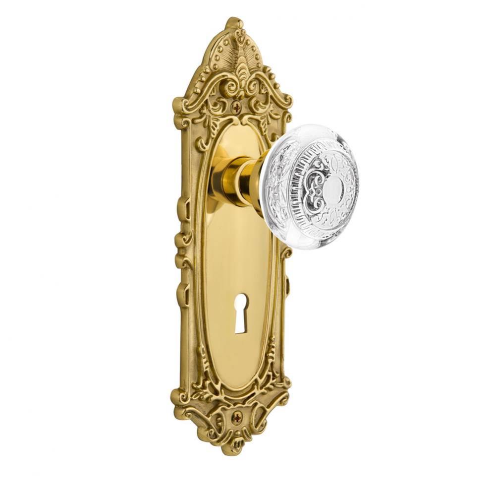 Nostalgic Warehouse Victorian Plate Passage with Keyhole Crystal Egg & Dart Knob in Unlacquere