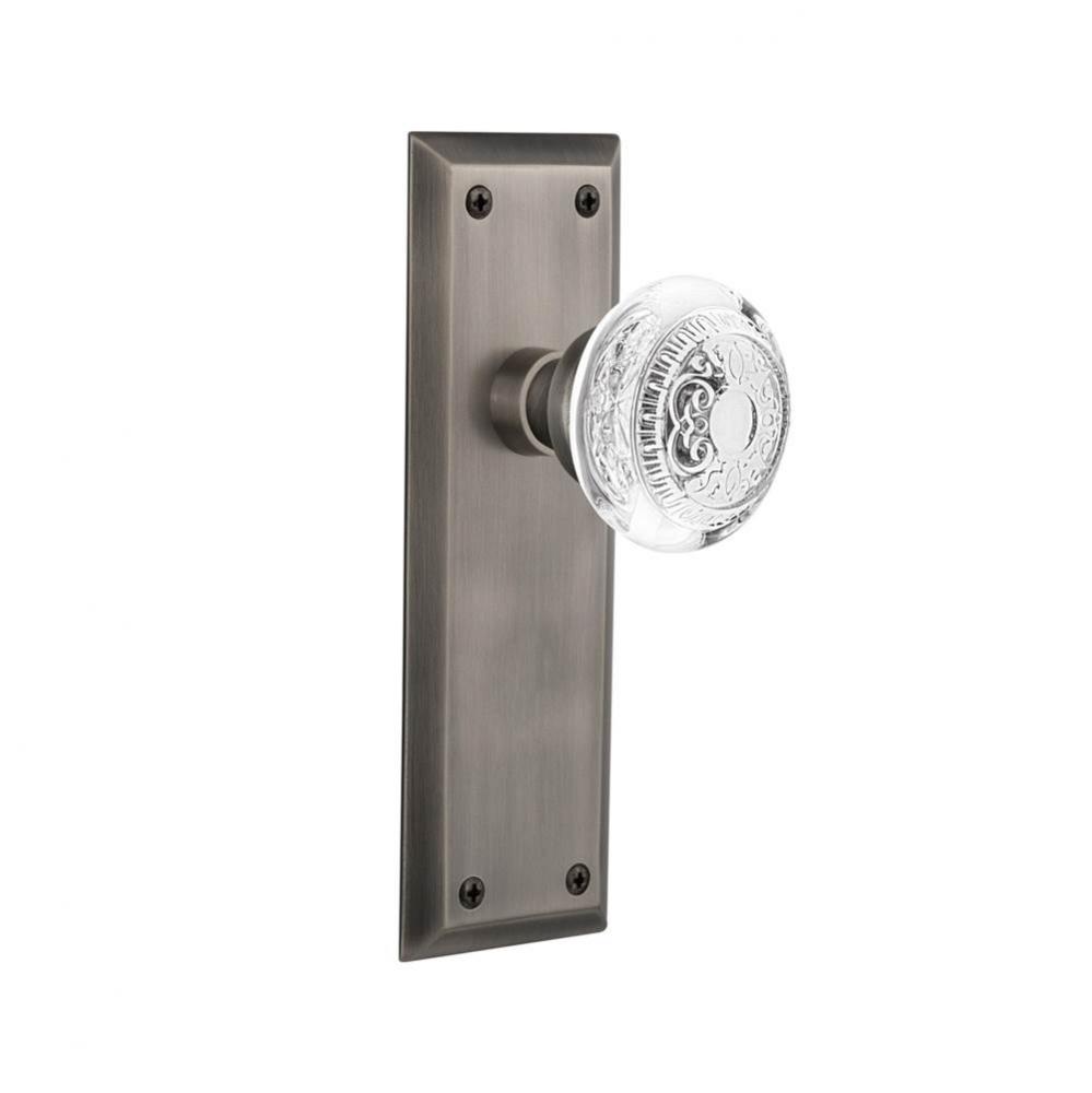 Nostalgic Warehouse New York Plate Single Dummy Crystal Egg & Dart Knob in Antique Pewter