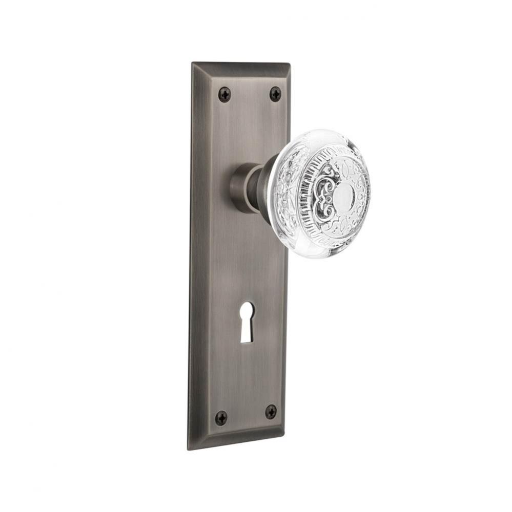 Nostalgic Warehouse New York Plate Single Dummy with Keyhole Crystal Egg & Dart Knob in Antiqu