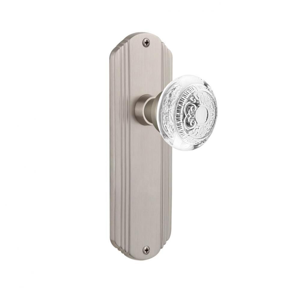 Nostalgic Warehouse Deco Plate Double Dummy Crystal Egg & Dart Knob in Satin Nickel