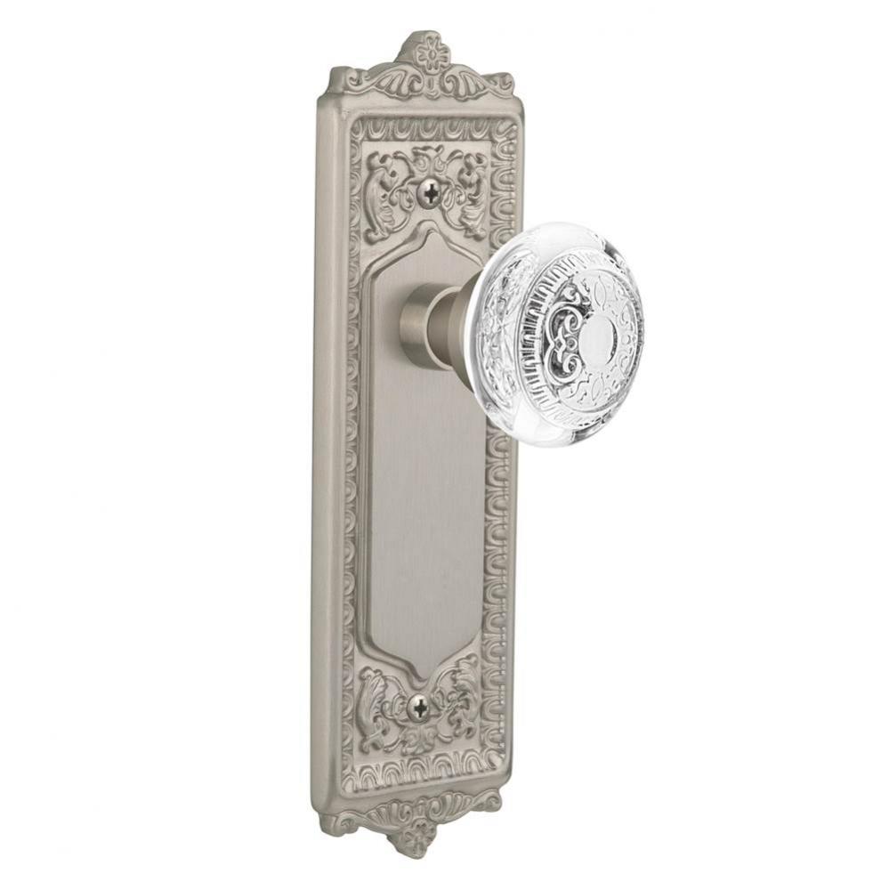 Nostalgic Warehouse Egg & Dart Plate Double Dummy Crystal Egg & Dart Knob in Satin Nickel