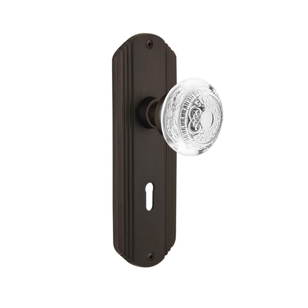 Nostalgic Warehouse Deco Plate Double Dummy with Keyhole Crystal Egg & Dart Knob in Oil-Rubbed