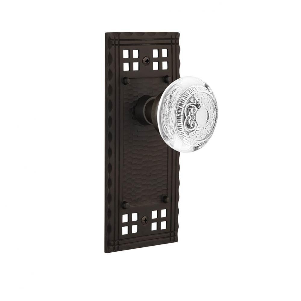 Nostalgic Warehouse Craftsman Plate Privacy Crystal Egg & Dart Knob in Oil-Rubbed Bronze