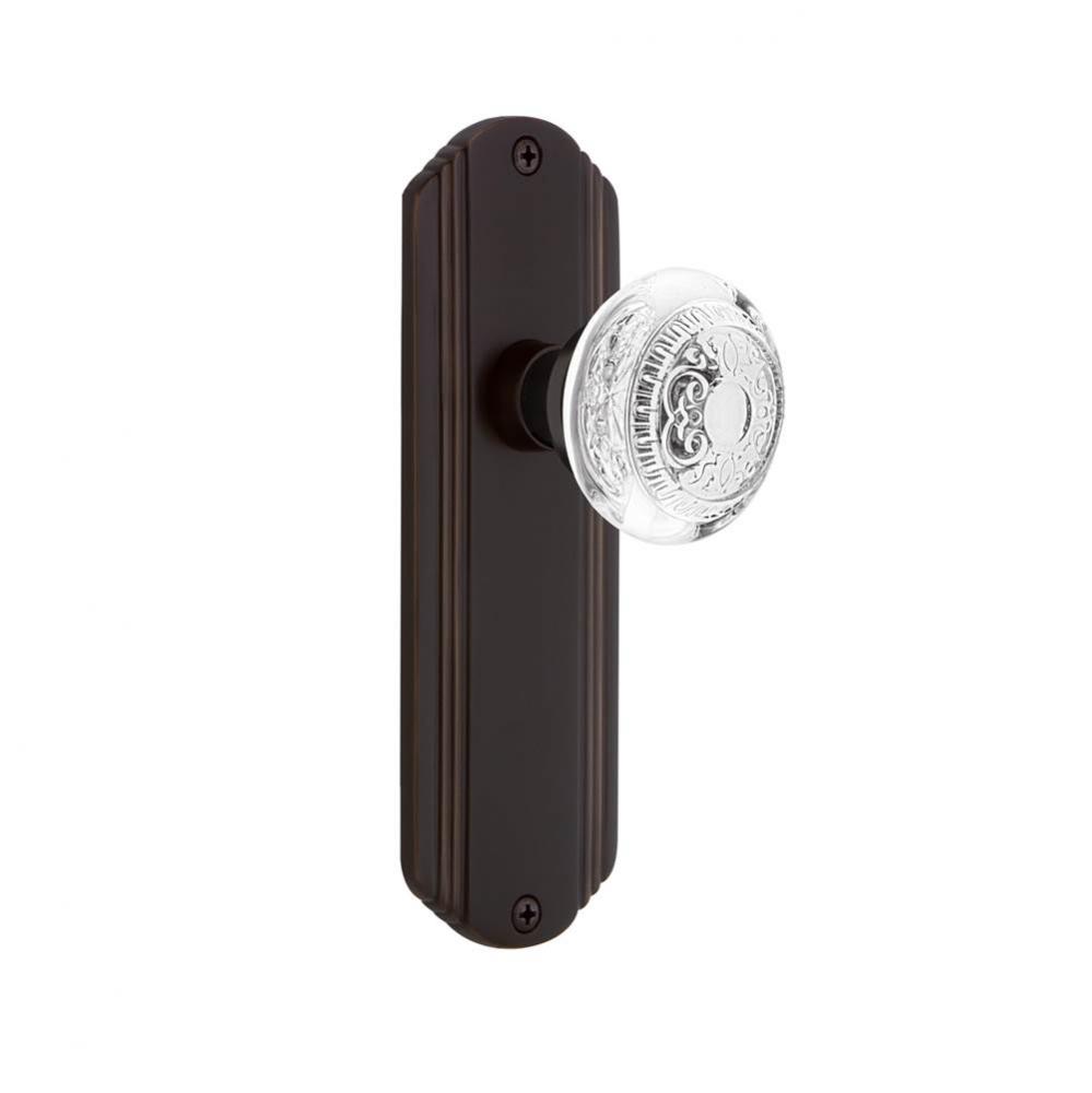 Nostalgic Warehouse Deco Plate Privacy Crystal Egg & Dart Knob in Timeless Bronze