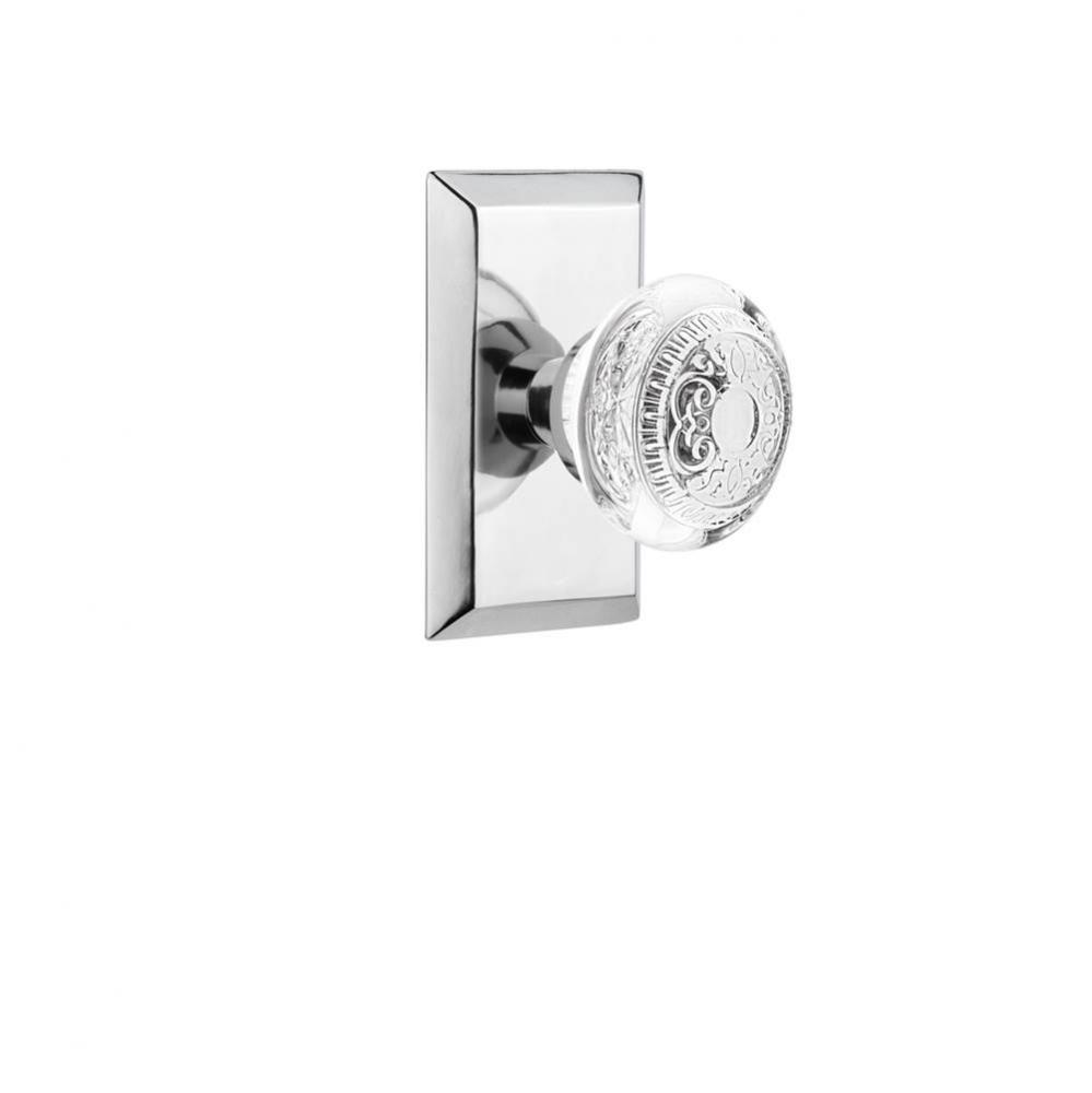 Nostalgic Warehouse Studio Plate Privacy Crystal Egg & Dart Knob in Bright Chrome