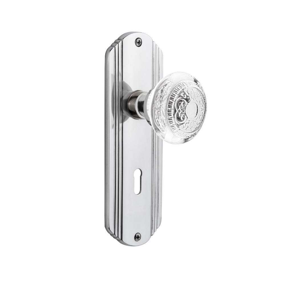 Nostalgic Warehouse Deco Plate Privacy with Keyhole Crystal Egg & Dart Knob in Bright Chrome