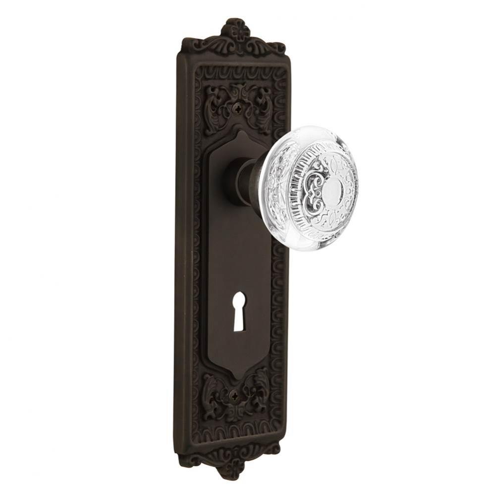 Nostalgic Warehouse Egg & Dart Plate Privacy with Keyhole Crystal Egg & Dart Knob in Oil-R
