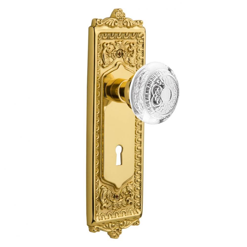 Nostalgic Warehouse Egg & Dart Plate Privacy with Keyhole Crystal Egg & Dart Knob in Polis