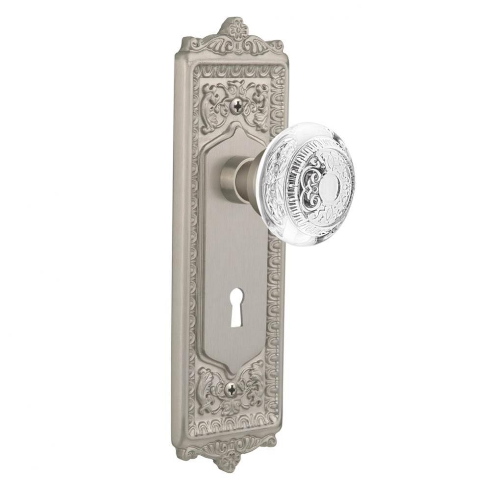 Nostalgic Warehouse Egg & Dart Plate Privacy with Keyhole Crystal Egg & Dart Knob in Satin