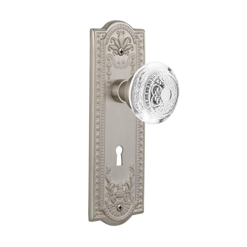 Nostalgic Warehouse Meadows Plate Privacy with Keyhole Crystal Egg & Dart Knob in Satin Nickel