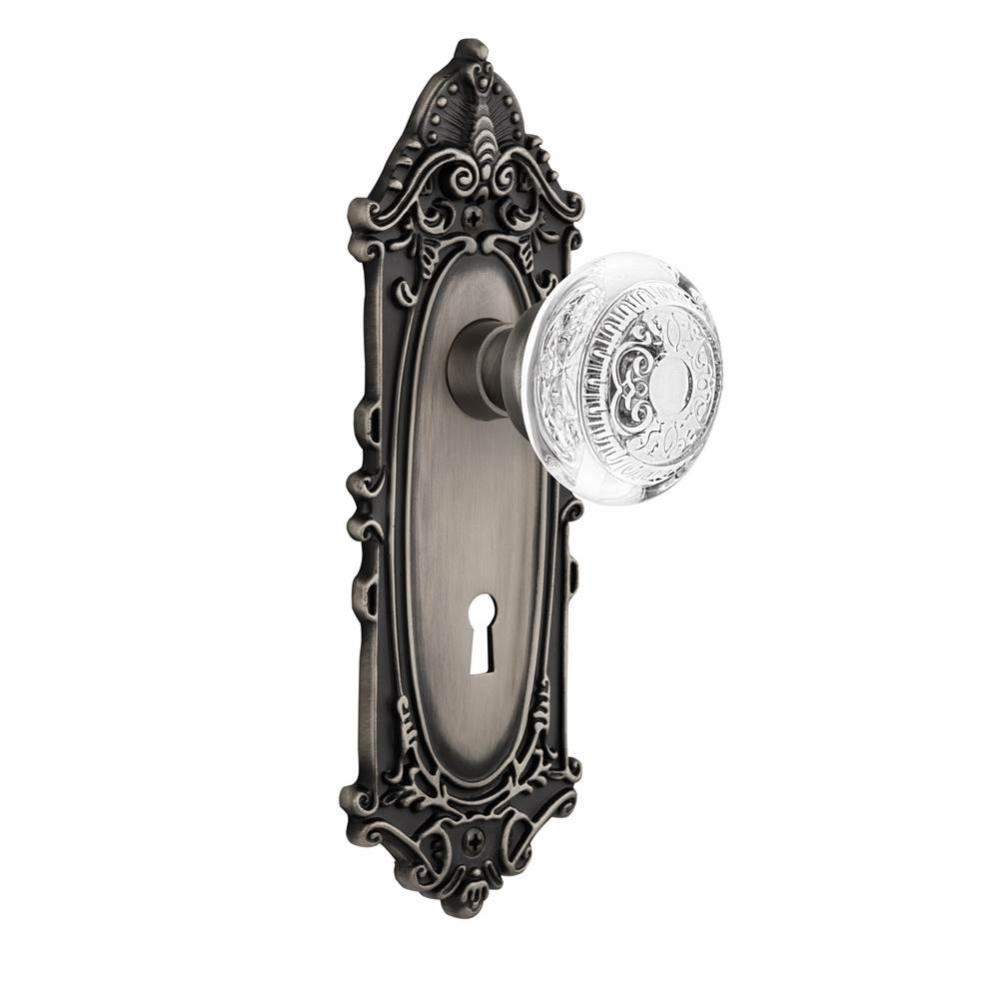 Nostalgic Warehouse Victorian Plate Privacy with Keyhole Crystal Egg & Dart Knob in Antique Pe