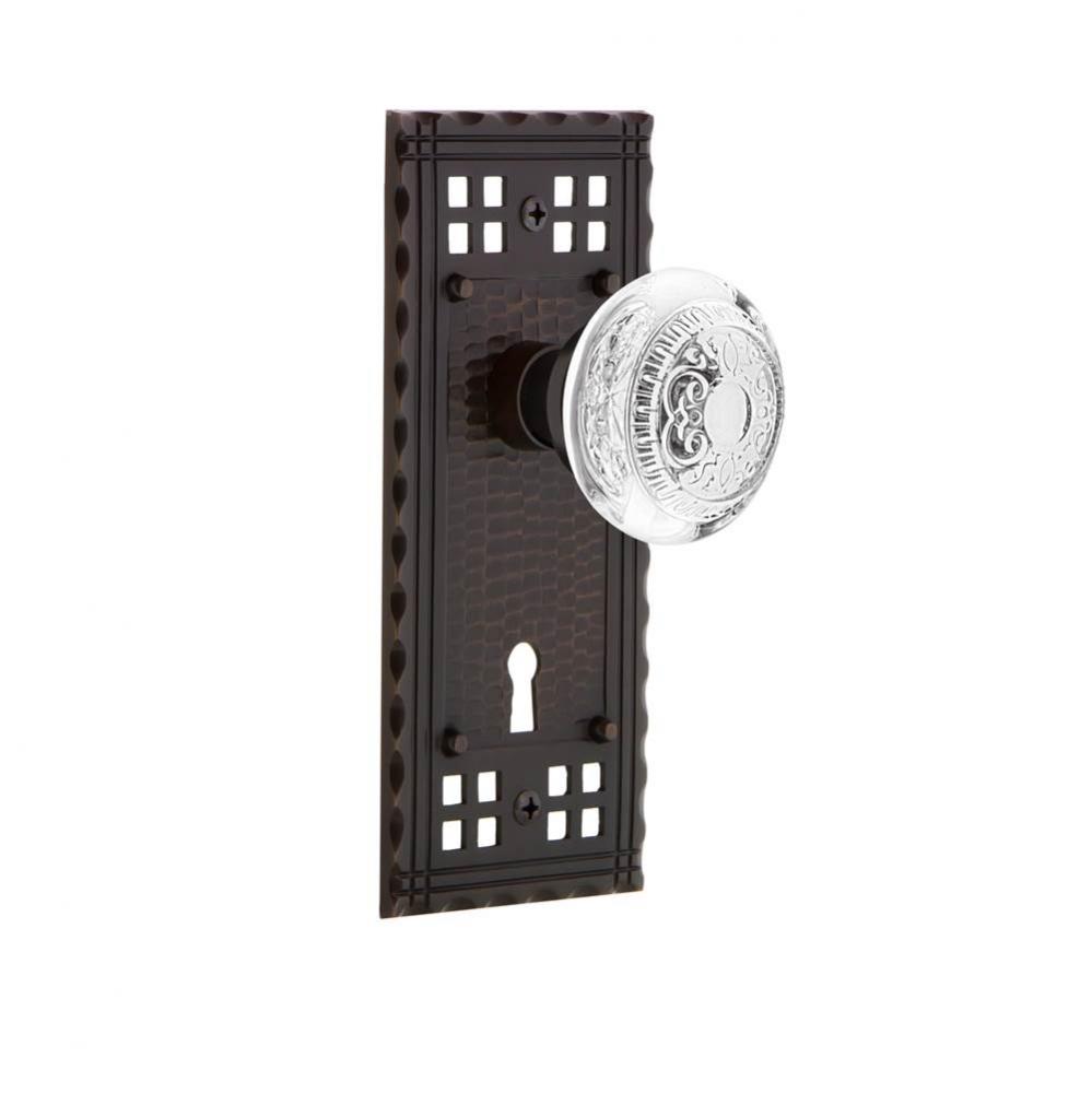 Nostalgic Warehouse Craftsman Plate Interior Mortise Crystal Egg & Dart Knob in Timeless Bronz