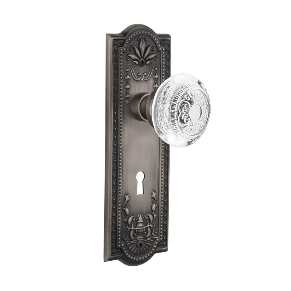 Nostalgic Warehouse Meadows Plate Interior Mortise Crystal Egg & Dart Knob in Antique Pewter