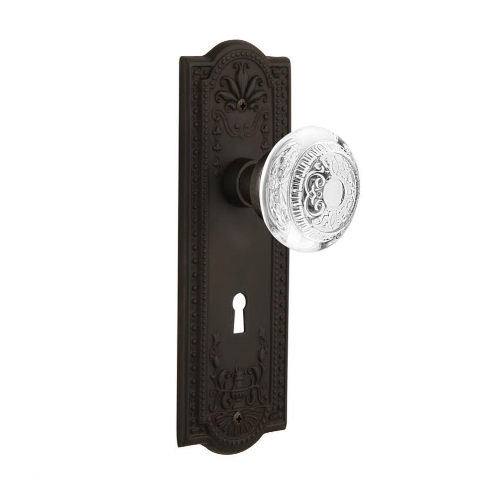 Nostalgic Warehouse Meadows Plate Interior Mortise Crystal Egg & Dart Knob in Oil-Rubbed Bronz