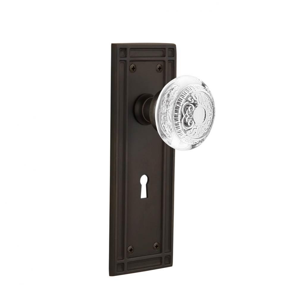 Nostalgic Warehouse Mission Plate Interior Mortise Crystal Egg & Dart Knob in Oil-Rubbed Bronz