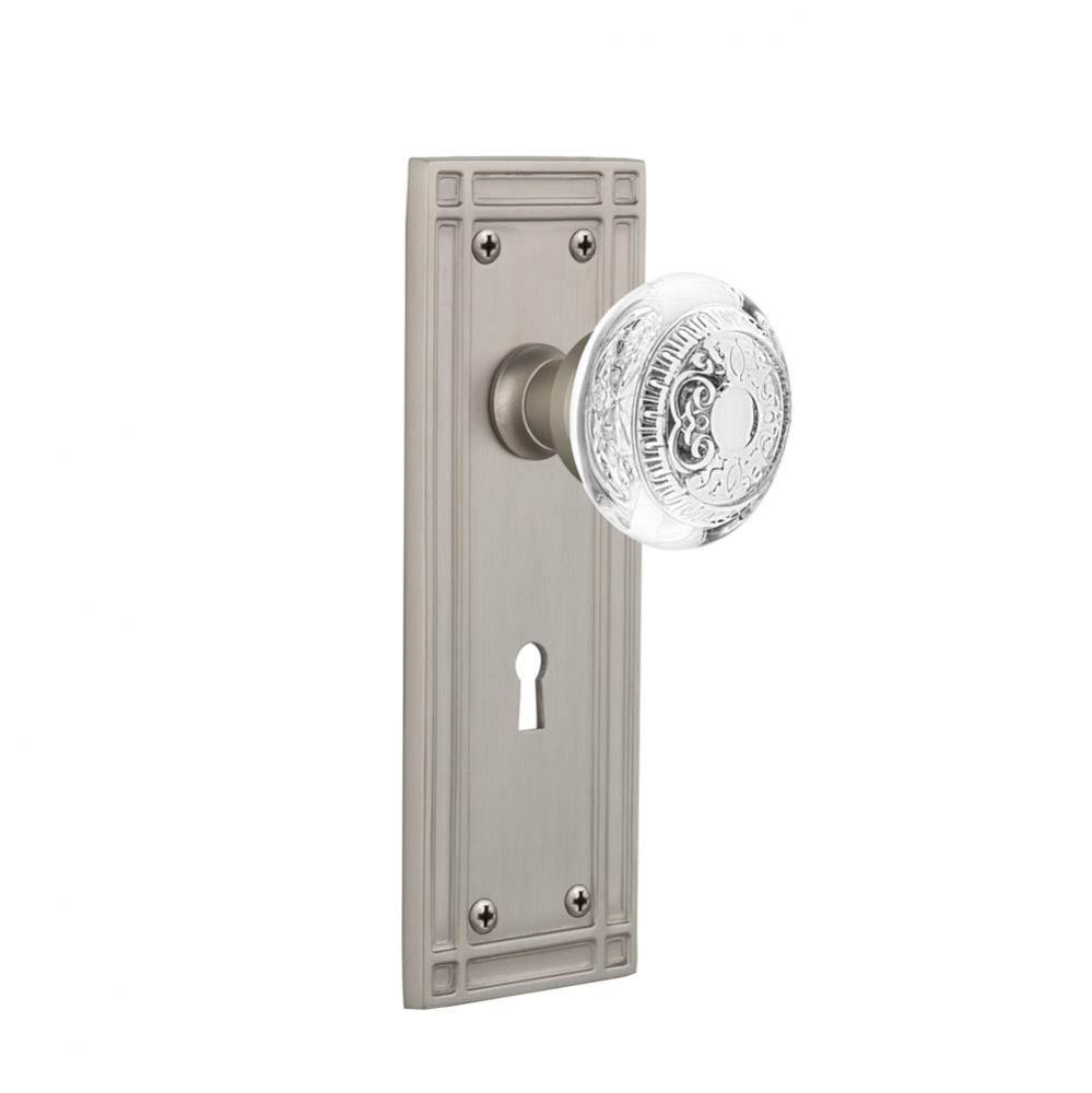 Nostalgic Warehouse Mission Plate Interior Mortise Crystal Egg & Dart Knob in Satin Nickel