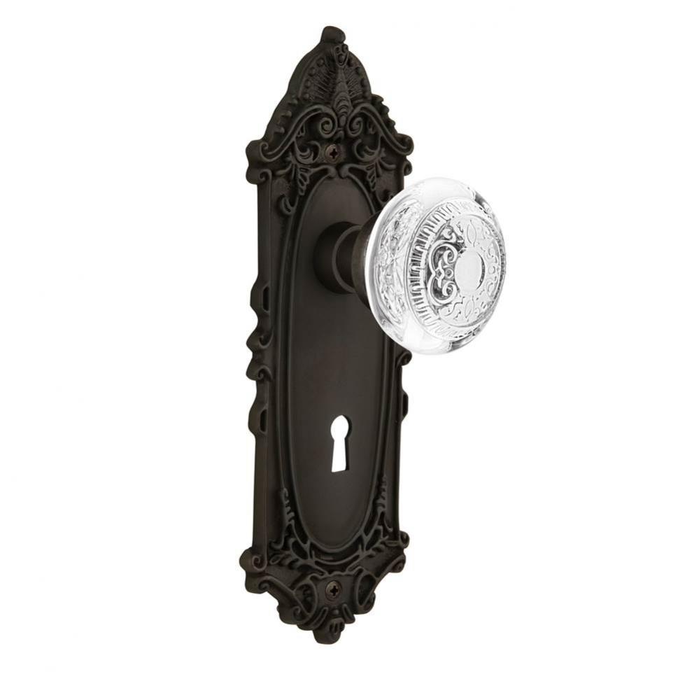 Nostalgic Warehouse Victorian Plate Interior Mortise Crystal Egg & Dart Knob in Oil-Rubbed Bro