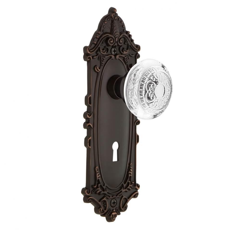 Nostalgic Warehouse Victorian Plate Interior Mortise Crystal Egg & Dart Knob in Timeless Bronz
