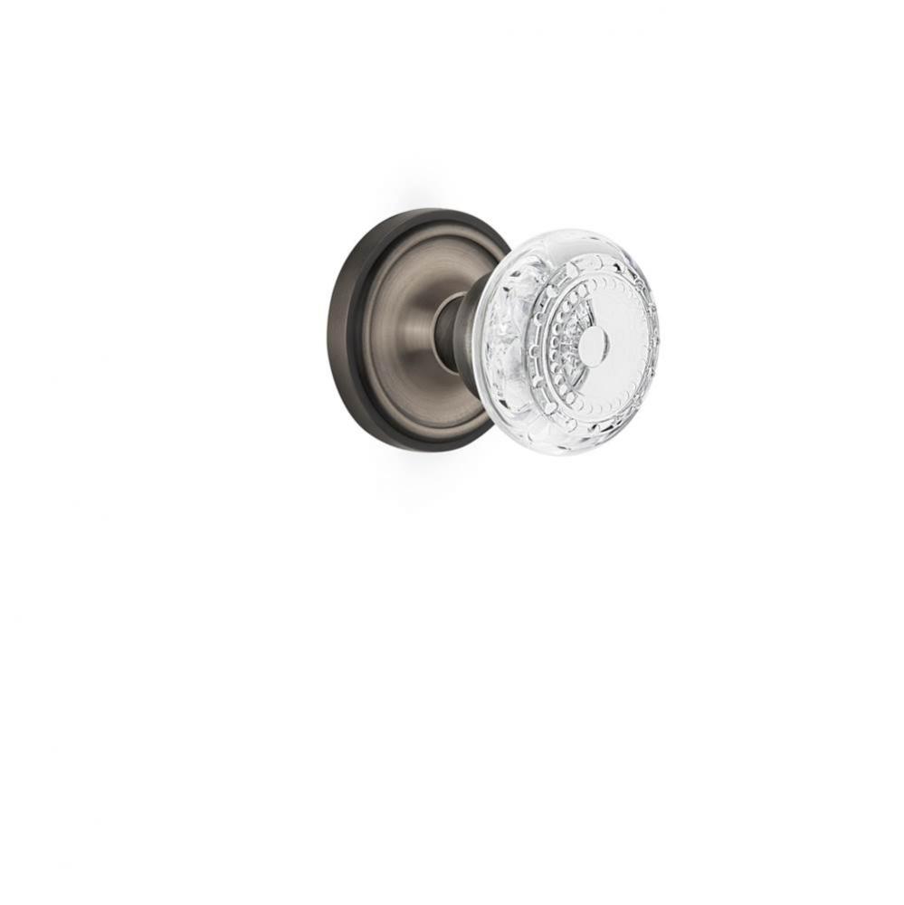 Nostalgic Warehouse Classic Rosette Interior Mortise Crystal Meadows Knob in Antique Pewter