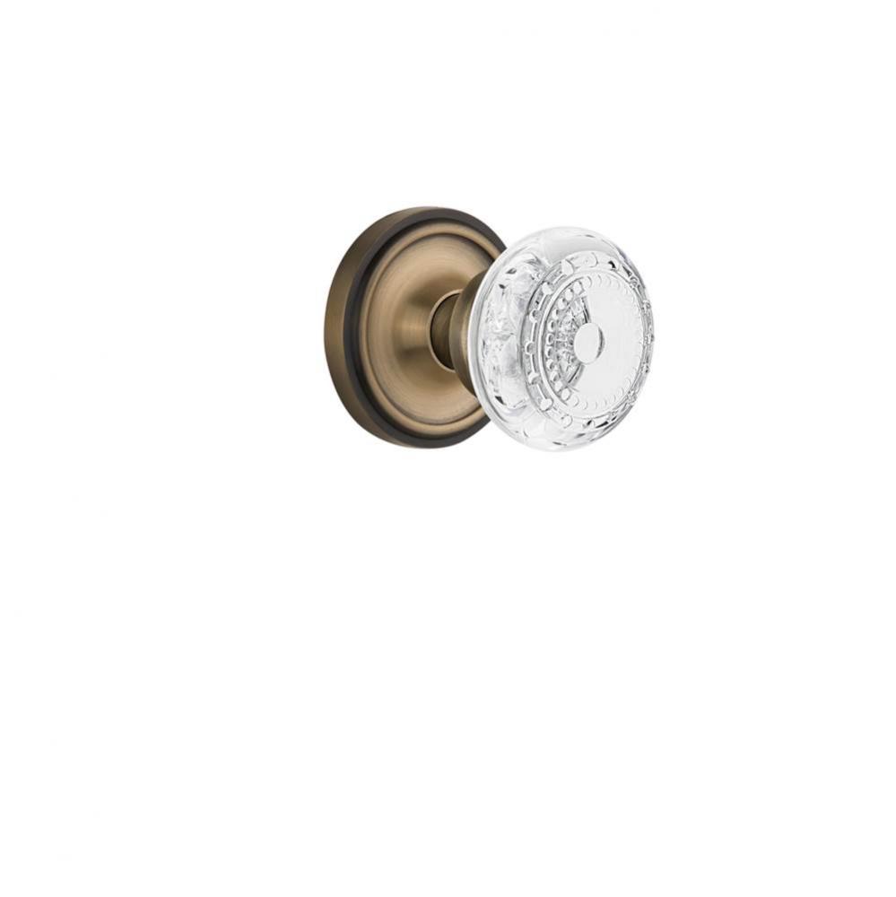 Nostalgic Warehouse Classic Rosette Privacy Crystal Meadows Knob in Antique Brass