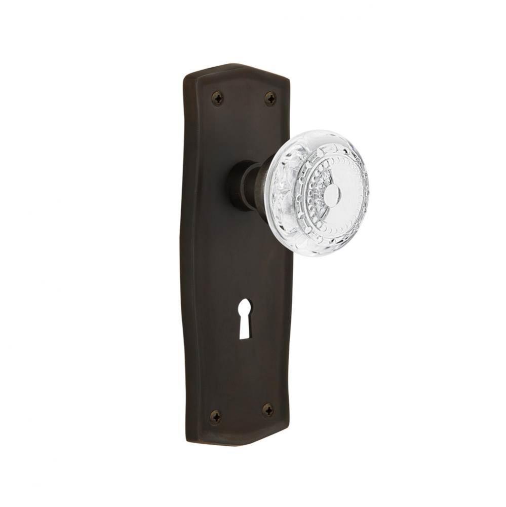 Nostalgic Warehouse Prairie Plate Interior Mortise Crystal Meadows Knob in Oil-Rubbed Bronze