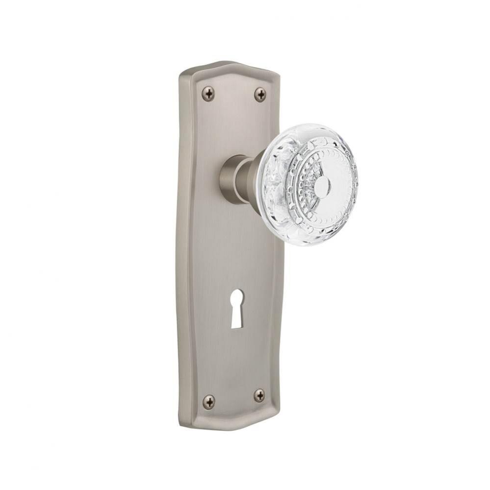 Nostalgic Warehouse Prairie Plate Interior Mortise Crystal Meadows Knob in Satin Nickel