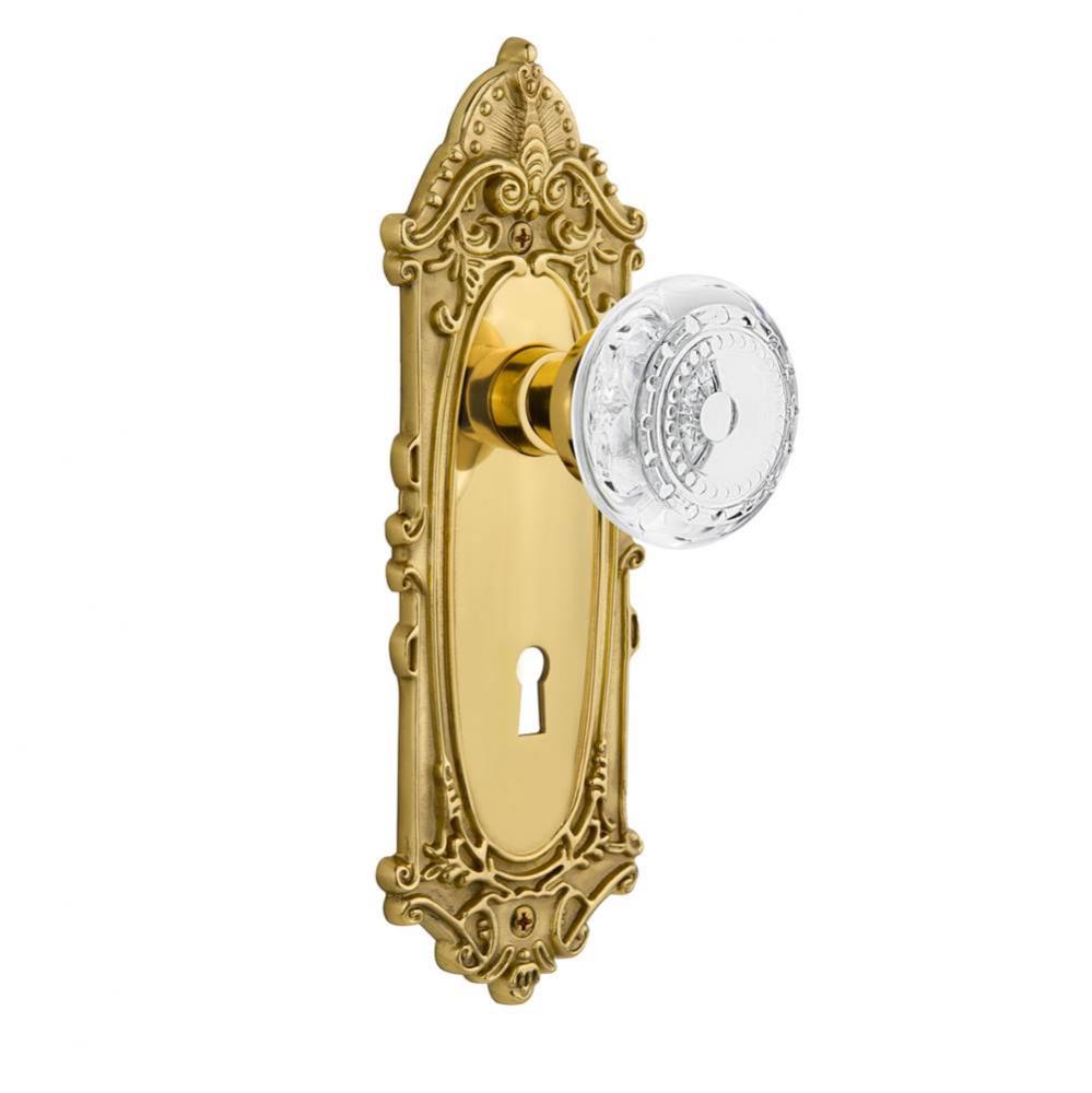 Nostalgic Warehouse Victorian Plate Passage with Keyhole Crystal Meadows Knob in Polished Brass