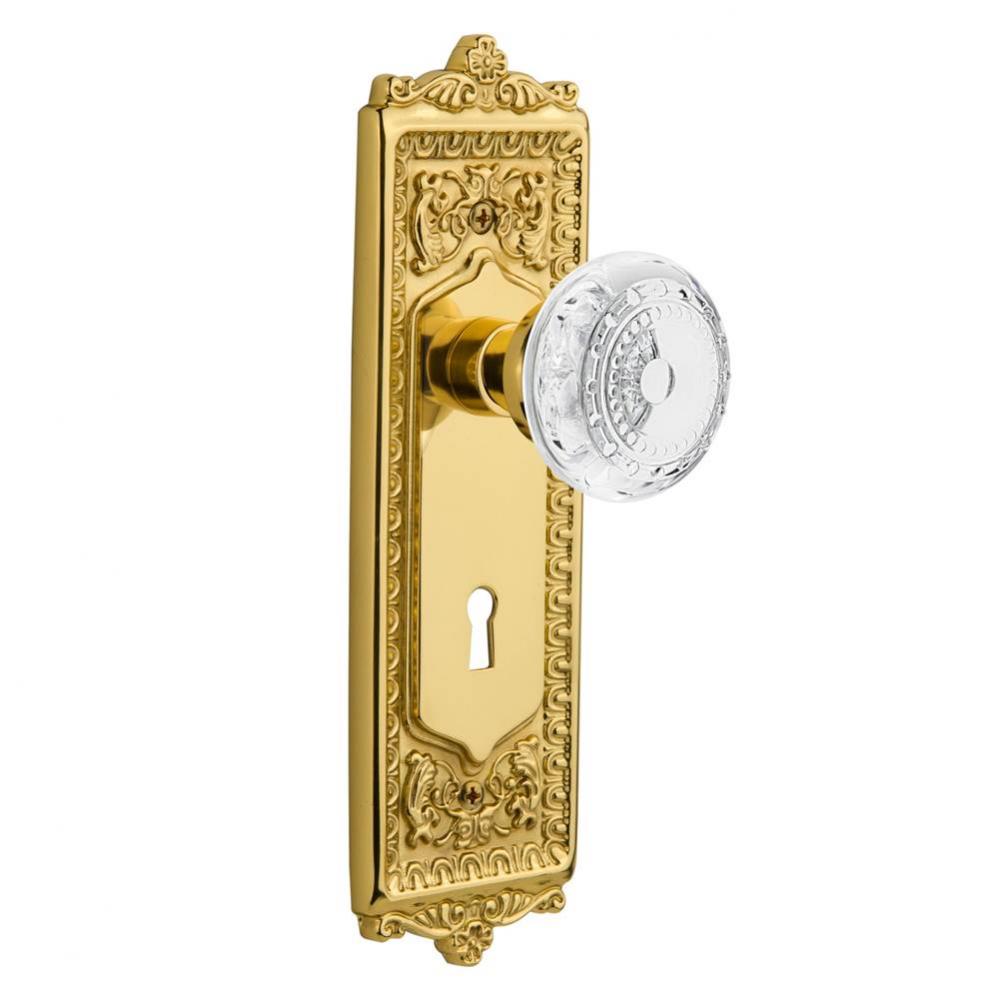 Nostalgic Warehouse Egg & Dart Plate Single Dummy with Keyhole Crystal Meadows Knob in Polishe