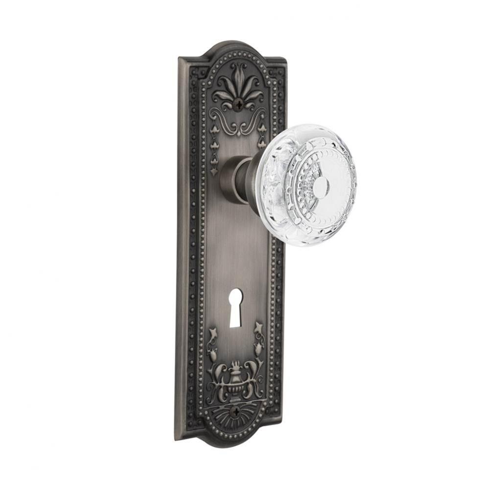 Nostalgic Warehouse Meadows Plate Interior Mortise Crystal Meadows Knob in Antique Pewter