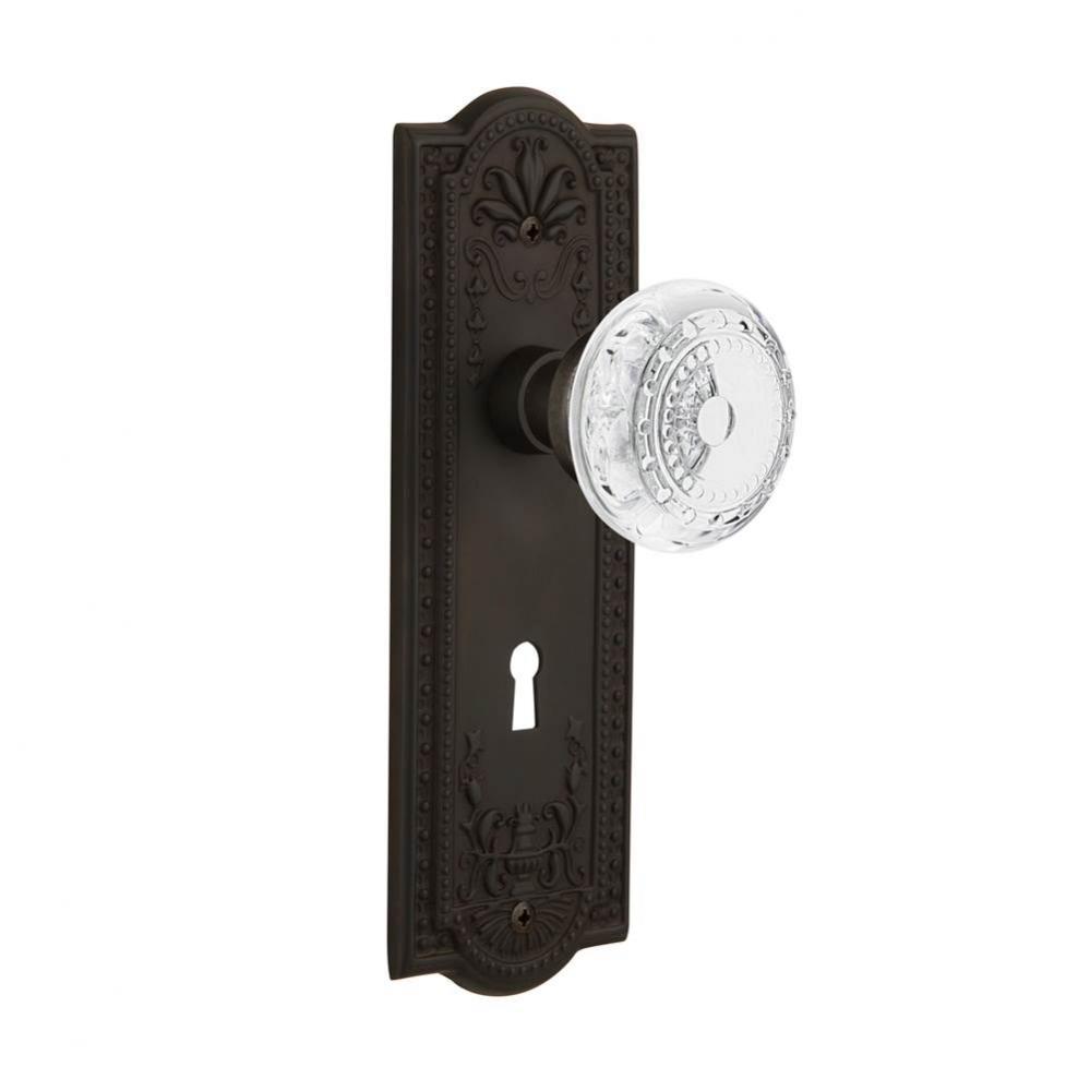 Nostalgic Warehouse Meadows Plate Interior Mortise Crystal Meadows Knob in Oil-Rubbed Bronze