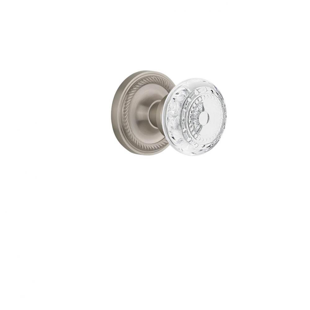 Nostalgic Warehouse Rope Rosette Privacy Crystal Meadows Knob in Satin Nickel