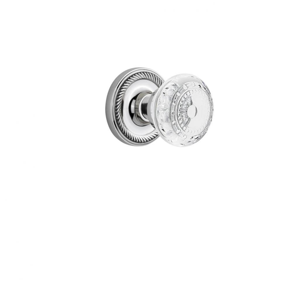 Nostalgic Warehouse Rope Rosette Privacy Crystal Meadows Knob in Bright Chrome