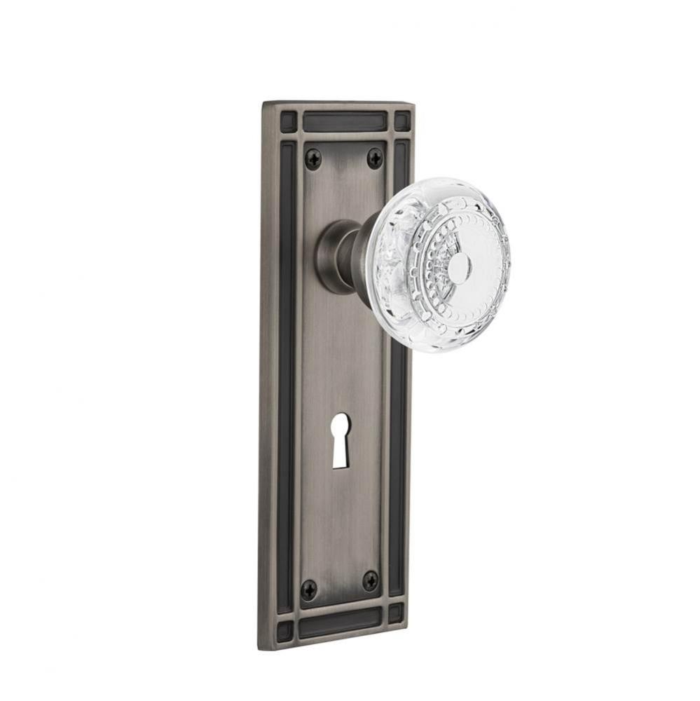Nostalgic Warehouse Mission Plate Double Dummy with Keyhole Crystal Meadows Knob in Antique Pewter