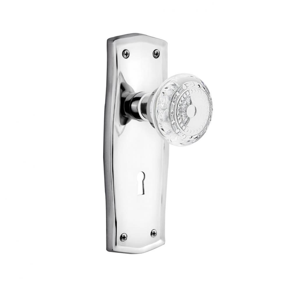 Nostalgic Warehouse Prairie Plate Privacy with Keyhole Crystal Meadows Knob in Bright Chrome