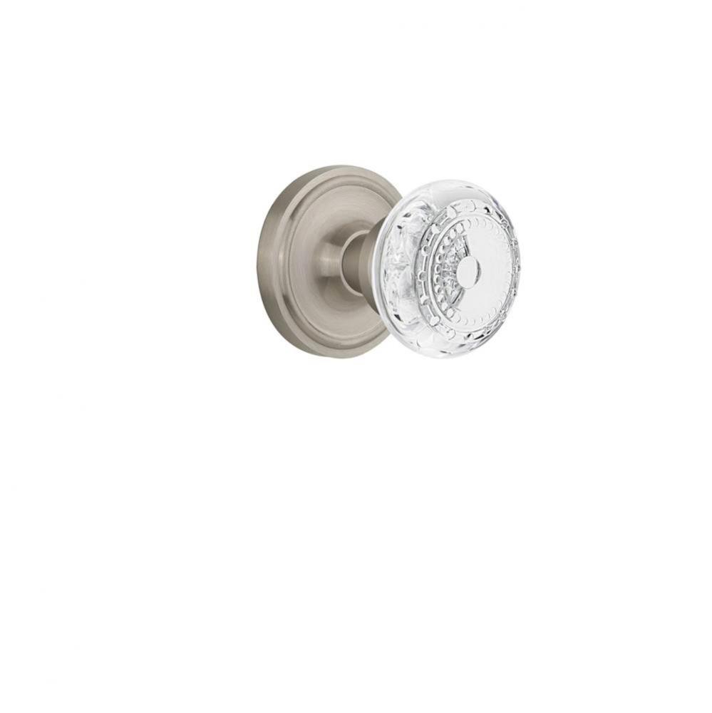 Nostalgic Warehouse Classic Rosette Single Dummy Crystal Meadows Knob in Satin Nickel